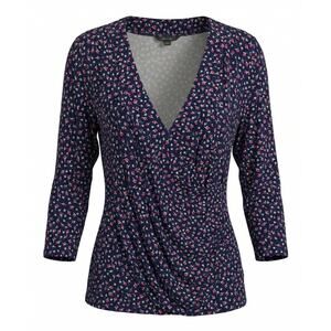 Lauren Ralph Lauren Womens XL Career Office Dainty Romantic Floral Faux Wrap Top